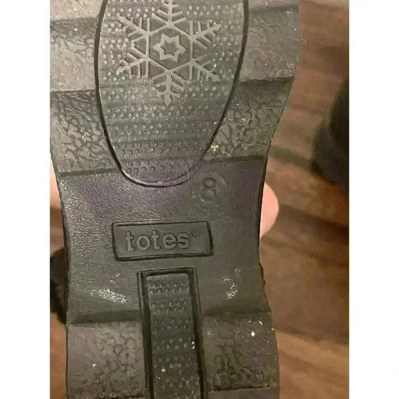 Totes Winter Snow Boots Toddler 8 Black Faux Leather Faux Fur Rainbow Hearts - Picture 6 of 8